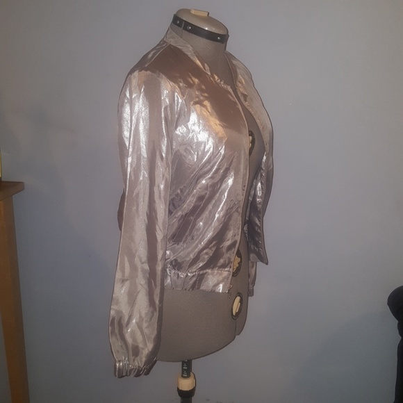 Express Silver Metallic Bomber Style Jacket NWT - Picture 2 of 2